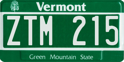 VT license plate ZTM215