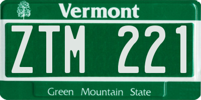 VT license plate ZTM221