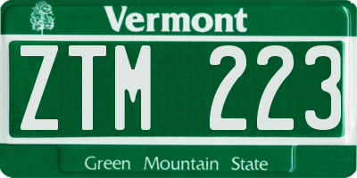 VT license plate ZTM223