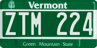 VT license plate ZTM224