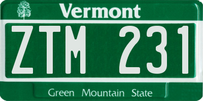 VT license plate ZTM231