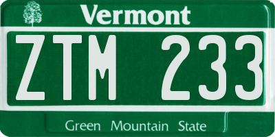 VT license plate ZTM233