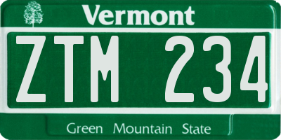 VT license plate ZTM234