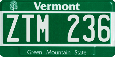 VT license plate ZTM236