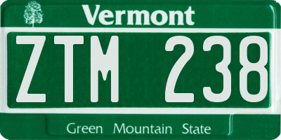 VT license plate ZTM238