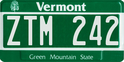 VT license plate ZTM242