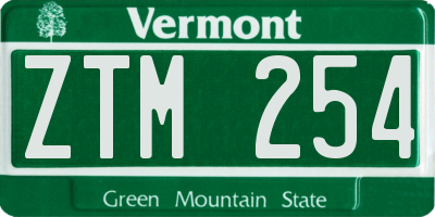 VT license plate ZTM254