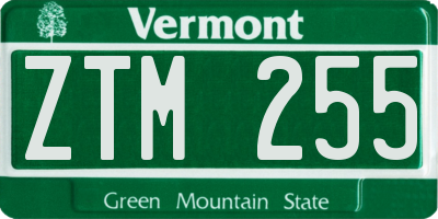 VT license plate ZTM255