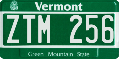 VT license plate ZTM256