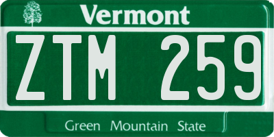 VT license plate ZTM259