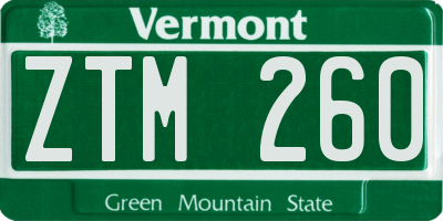 VT license plate ZTM260
