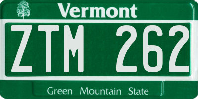 VT license plate ZTM262