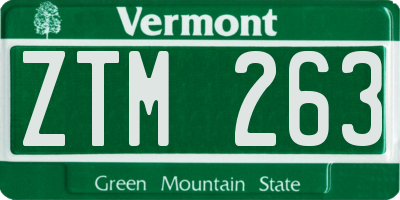 VT license plate ZTM263
