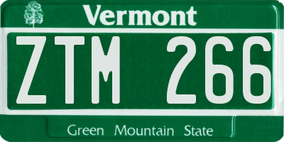 VT license plate ZTM266