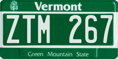 VT license plate ZTM267