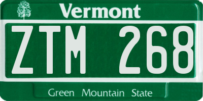 VT license plate ZTM268