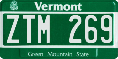 VT license plate ZTM269
