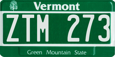 VT license plate ZTM273
