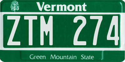 VT license plate ZTM274
