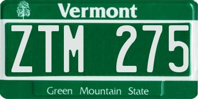 VT license plate ZTM275