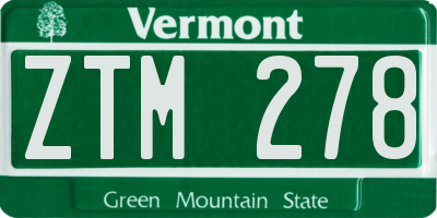 VT license plate ZTM278