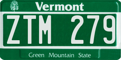 VT license plate ZTM279