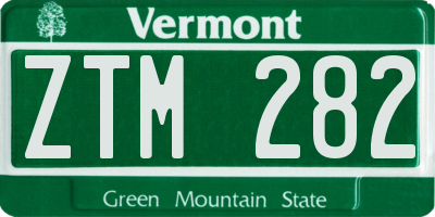 VT license plate ZTM282