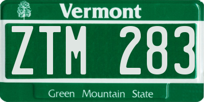 VT license plate ZTM283