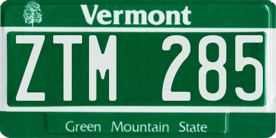 VT license plate ZTM285
