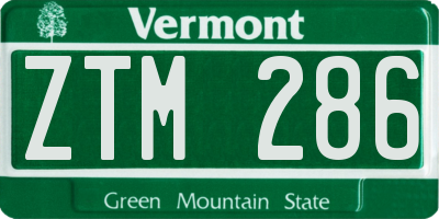 VT license plate ZTM286