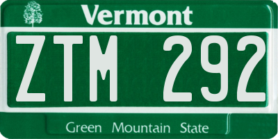 VT license plate ZTM292