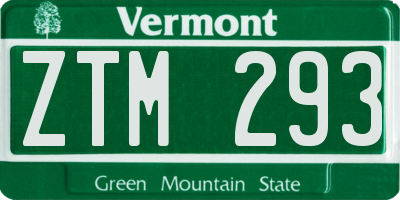 VT license plate ZTM293