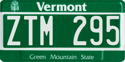 VT license plate ZTM295