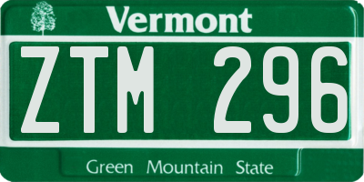 VT license plate ZTM296