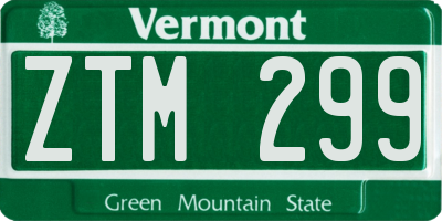 VT license plate ZTM299