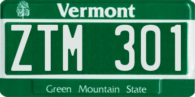 VT license plate ZTM301