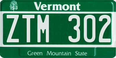 VT license plate ZTM302