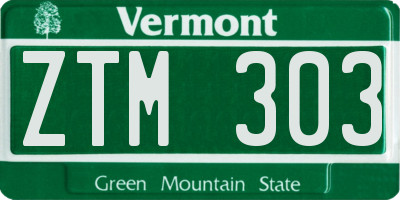 VT license plate ZTM303