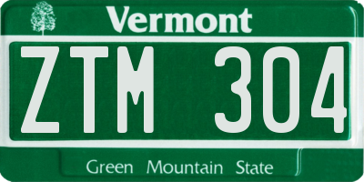 VT license plate ZTM304