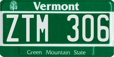 VT license plate ZTM306