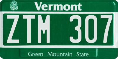 VT license plate ZTM307