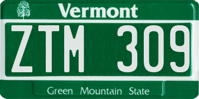 VT license plate ZTM309