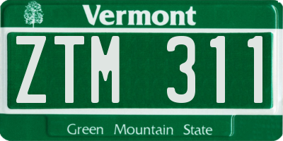 VT license plate ZTM311