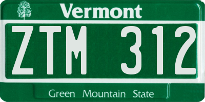 VT license plate ZTM312