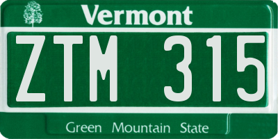 VT license plate ZTM315