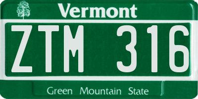 VT license plate ZTM316