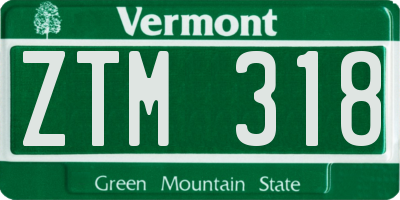 VT license plate ZTM318
