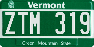 VT license plate ZTM319