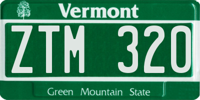 VT license plate ZTM320