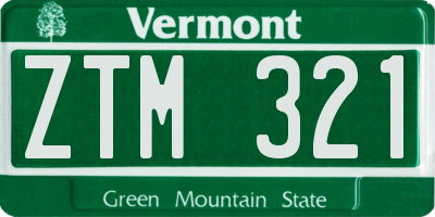 VT license plate ZTM321